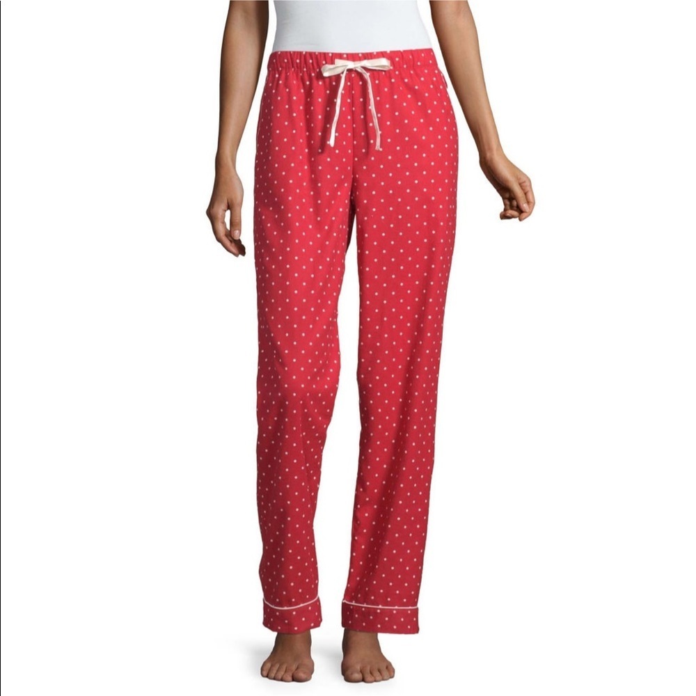 New Womens Plus Size Flannel PJ Pants Red Dots